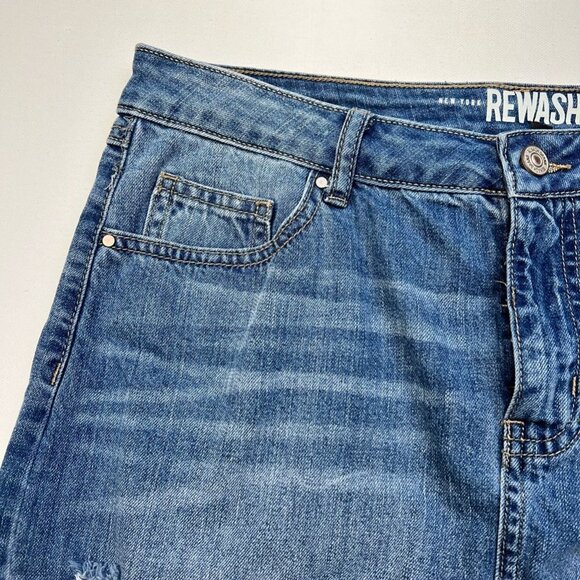 Rewash Brand Womens Vintage Reunion Jean Skirt Blue Mini Distressed Juniors 11 - Picture 2 of 10